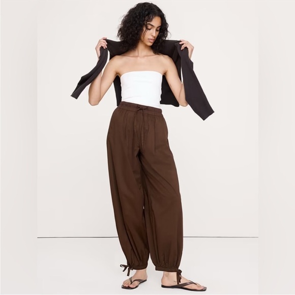 Banana Republic Pants - Banana Republic Brown Wide-Leg Drawstring Pants
